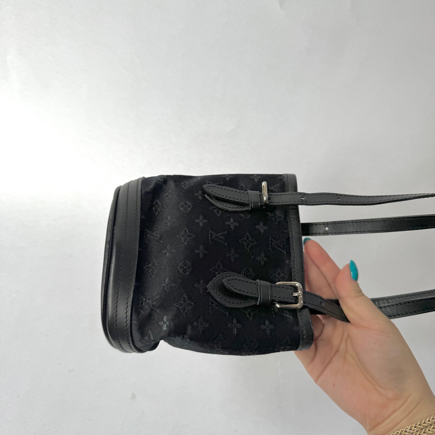 Louis Vuitton Black Monogram Minilin Satin Monogram Minu Bucket Bag