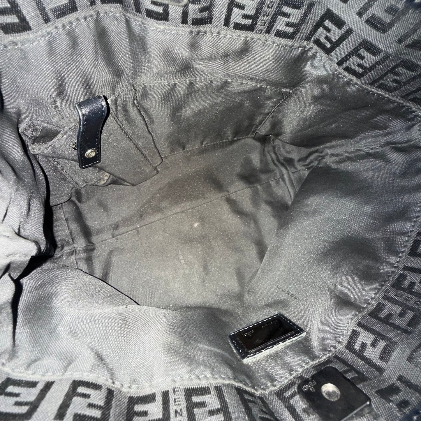 Fendi Black Zucchino Canvas Small Tote Bag