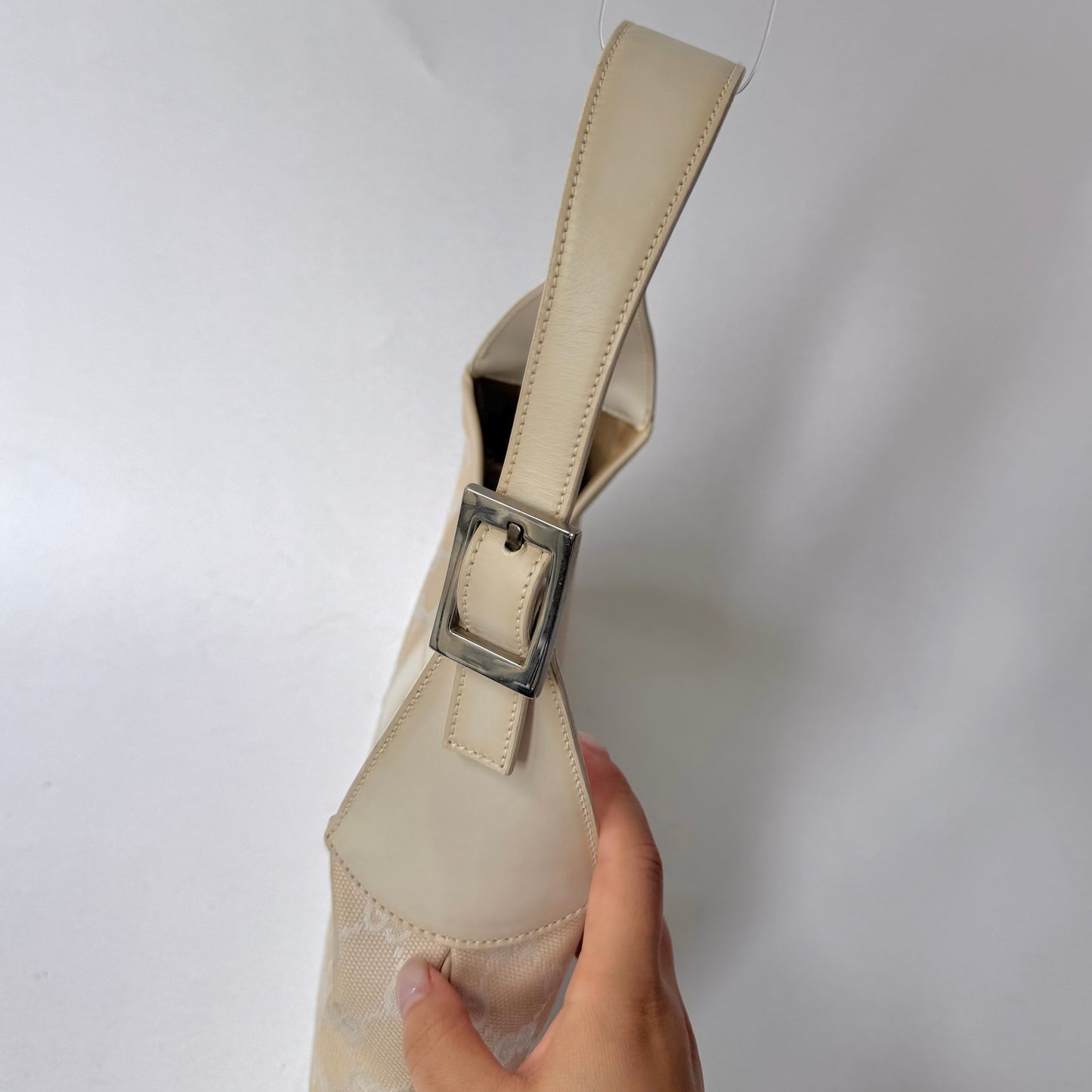 Gucci White Monogram Jackie Shoulder Bag