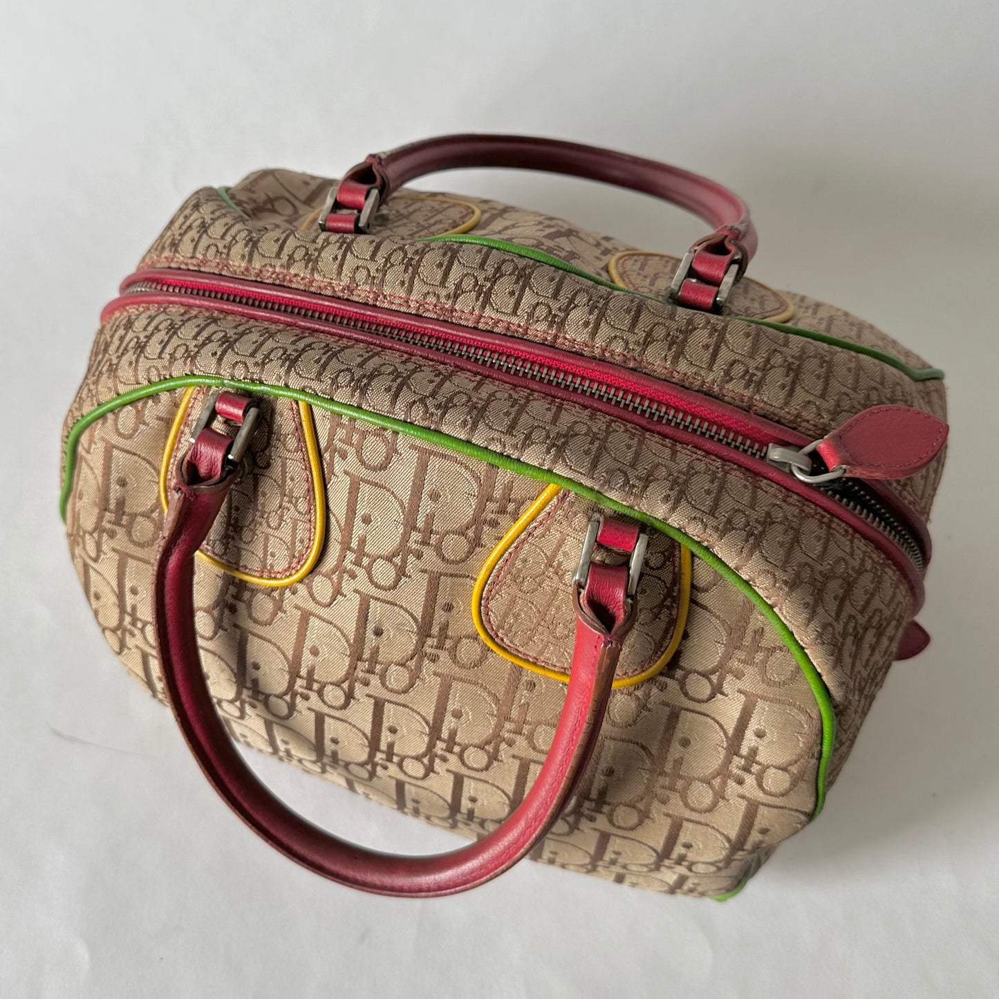 Christian Dior John Galliano Rasta Collection Monogram Trotter Bowler Bag