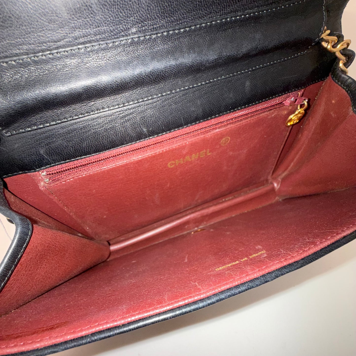 Chanel Vintage Black Lambskin Quilted Square Full Flap 24K GPHW