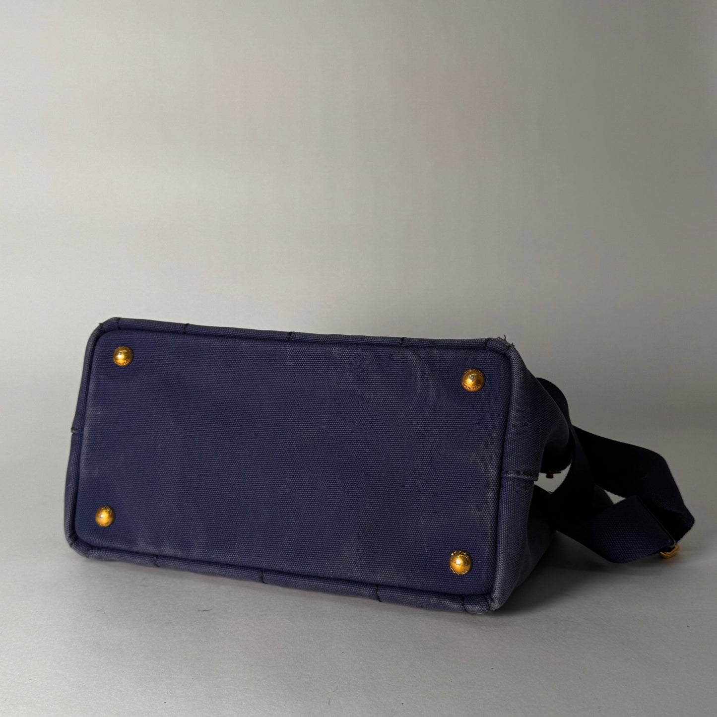 Prada Dark Blue Small Canapa Tote w/ Strap