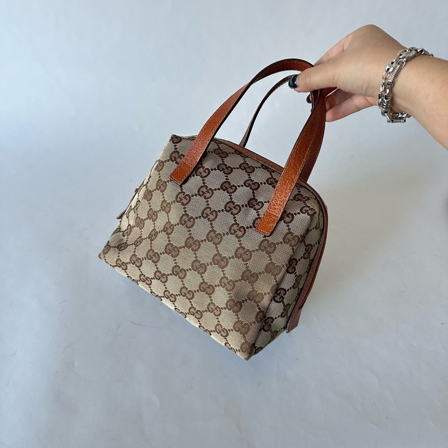 Gucci Brown Monogram Mini Top Handle Bag