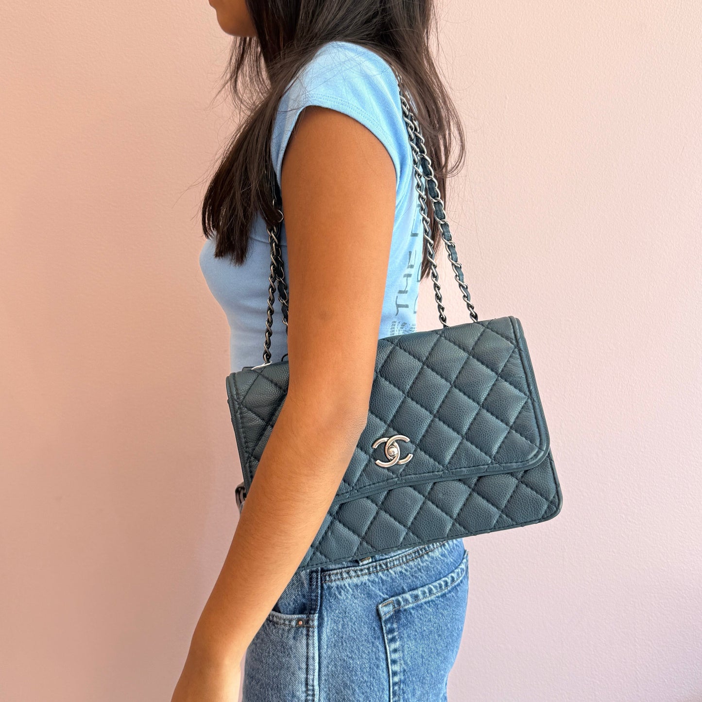 Chanel Blue Caviar Shoulder Bag
