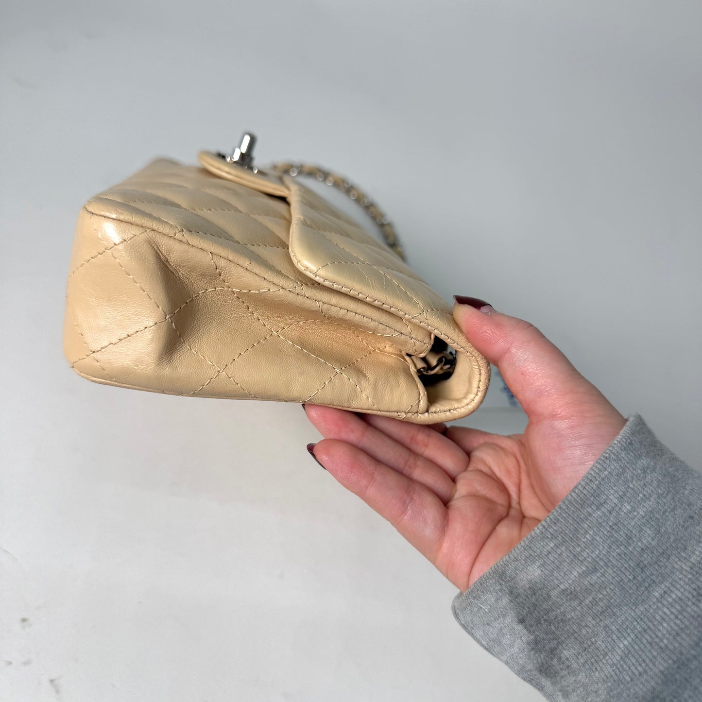 Chanel Cream Lambskin E/W Flap Bag