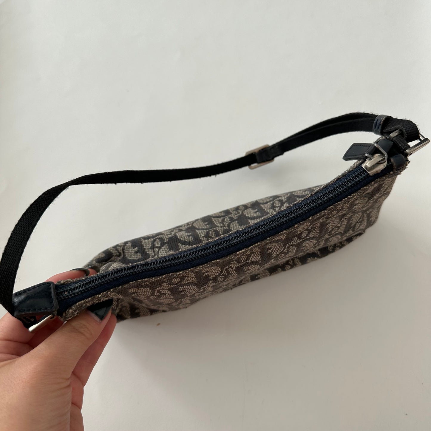 Christian Dior Navy Trotter Monogram Pochette Bag