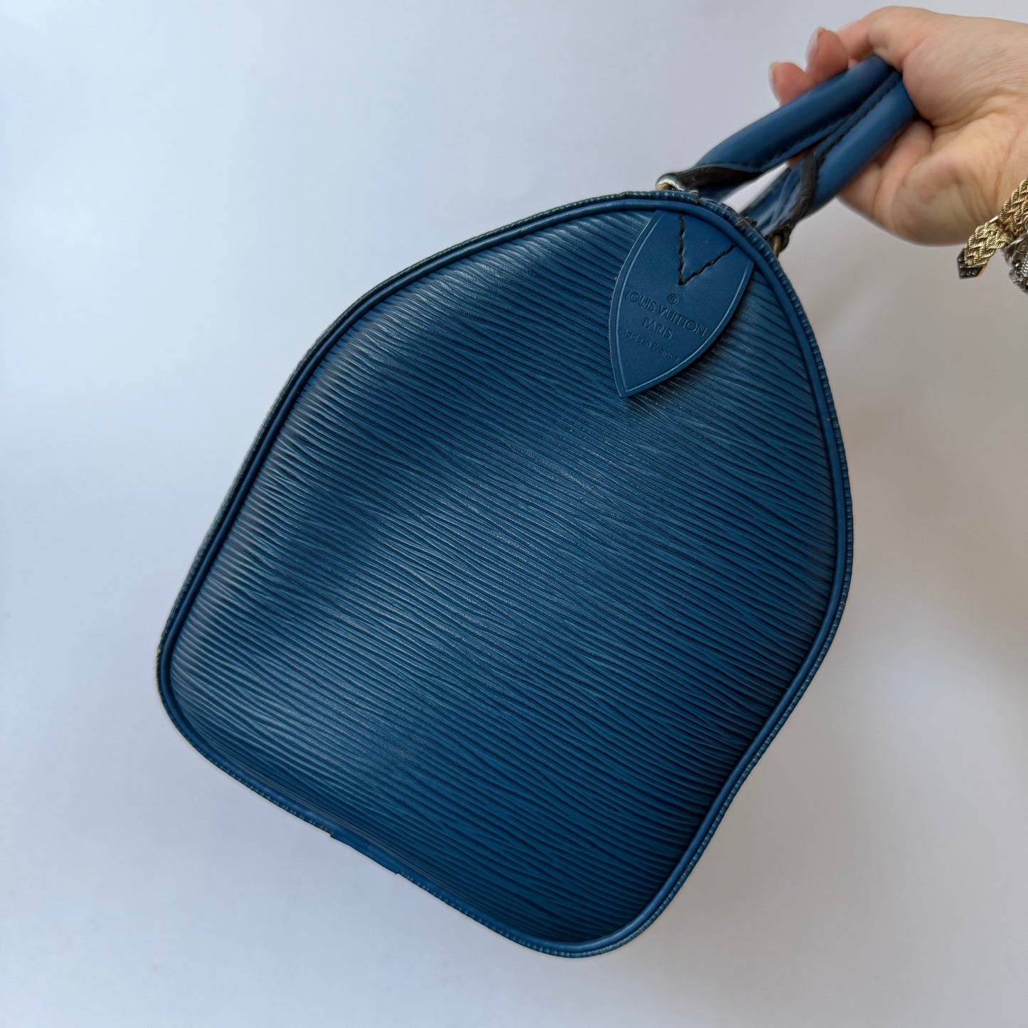 Louis Vuitton Toledo Blue Epi Leather Speedy 25