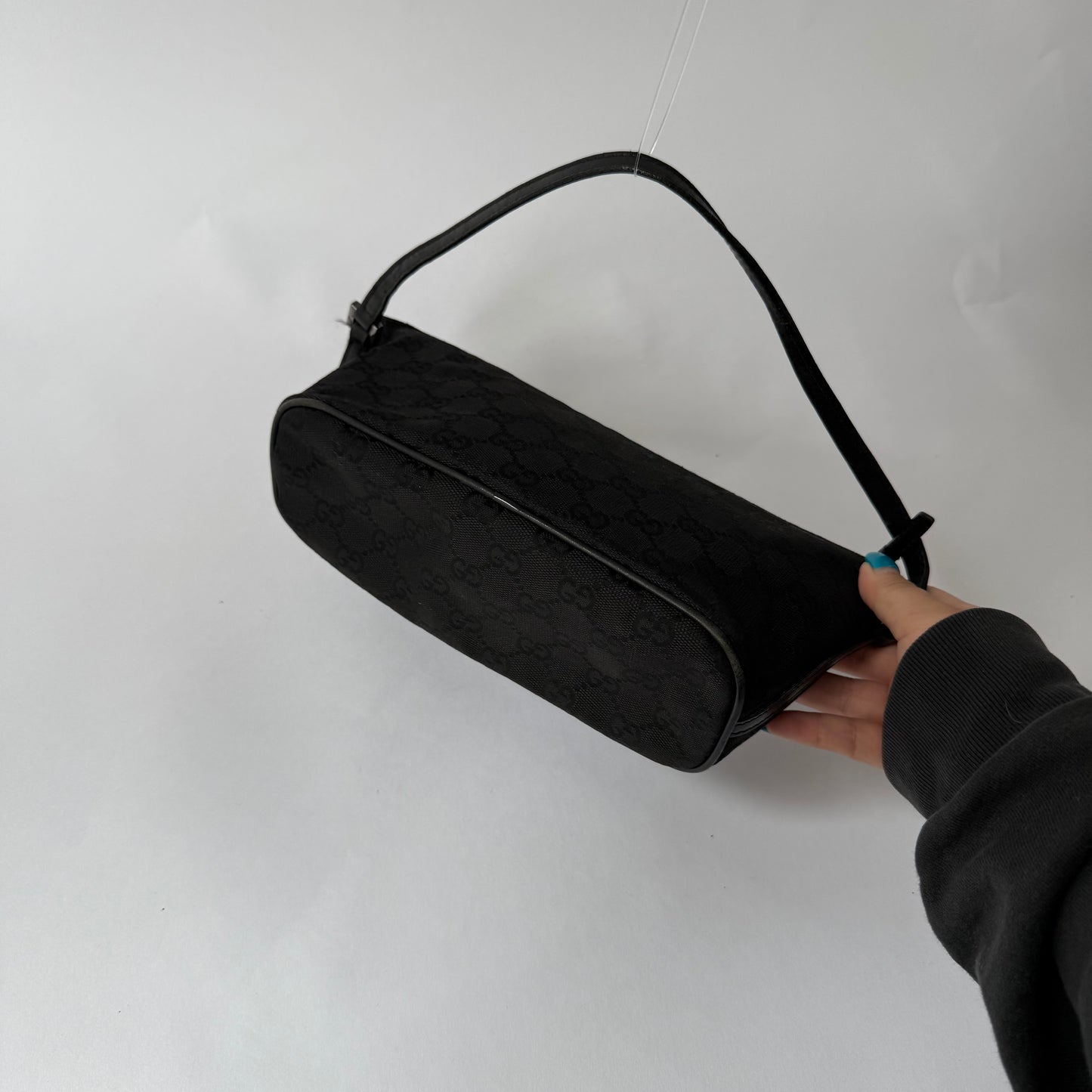 Gucci Black GG Monogram Boat Pochette Mini Bag