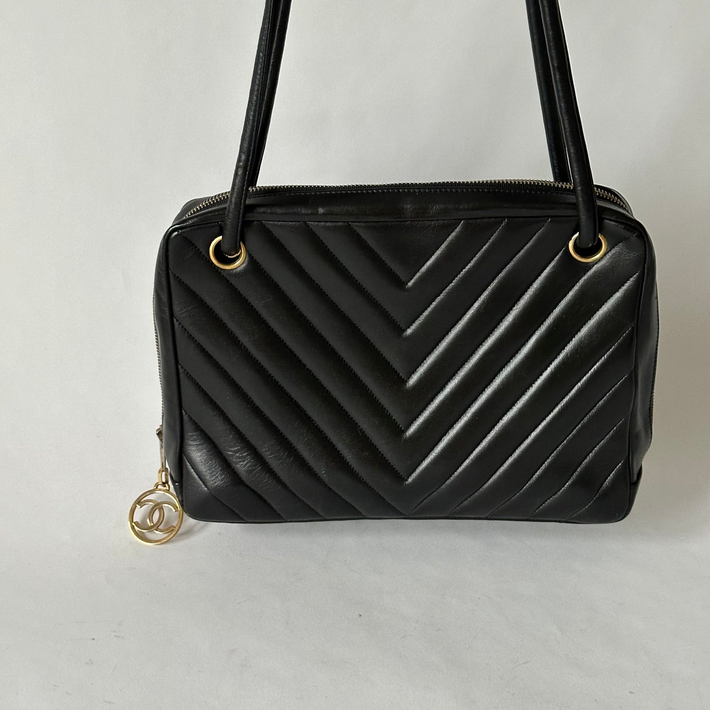 Chanel Lambskin Chevron Tote Bag Convertible Crossbody