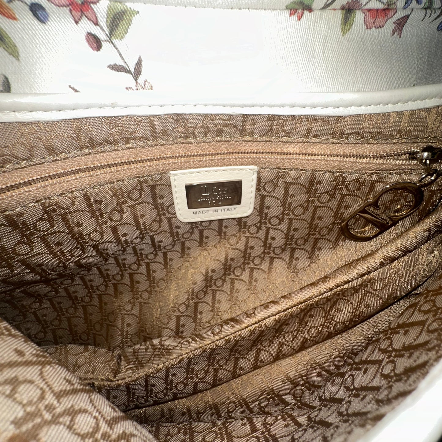 RARE Christian Dior White Floral Saddle Limited Edition