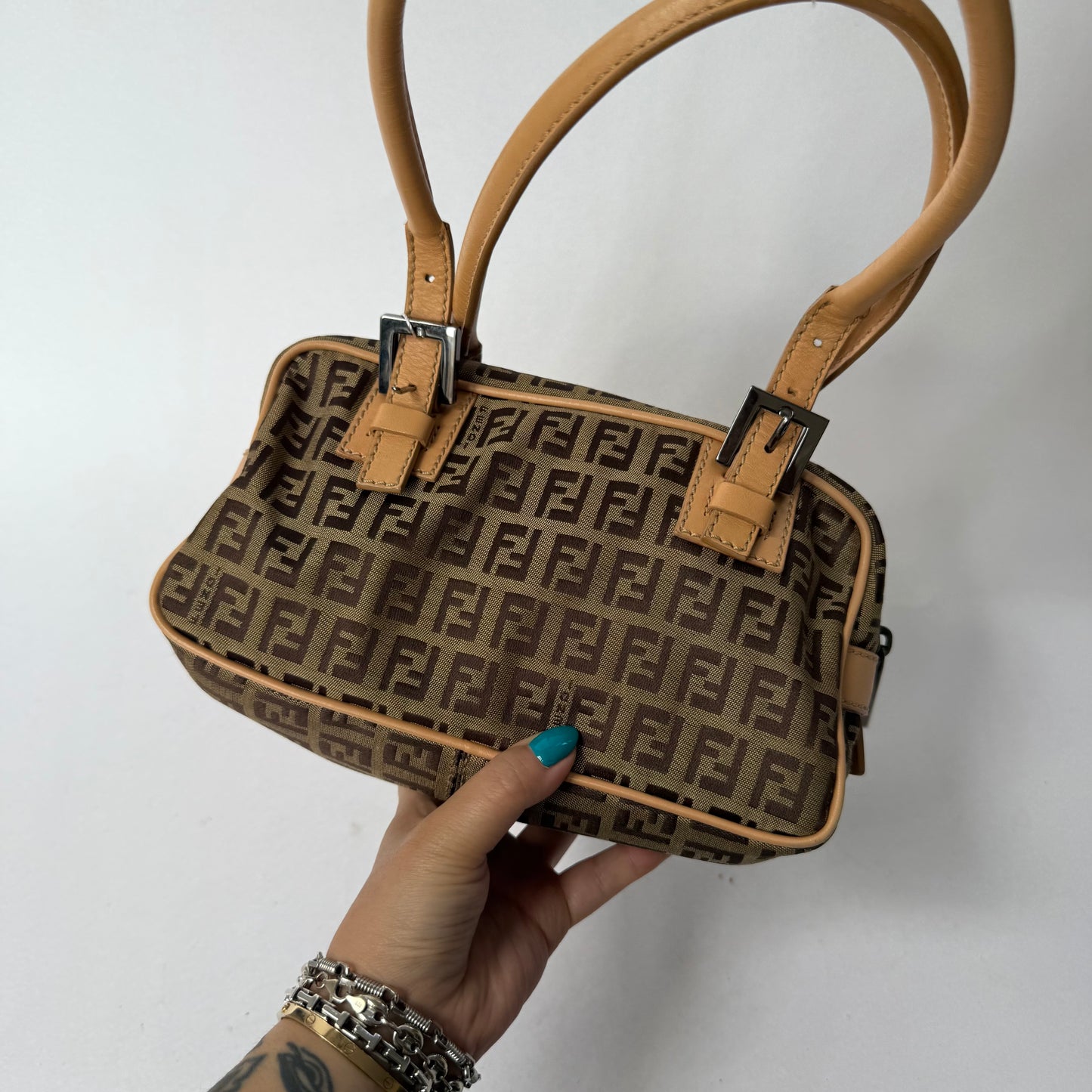 Fendi Brown Zucchino Canvas Shoulder Bag