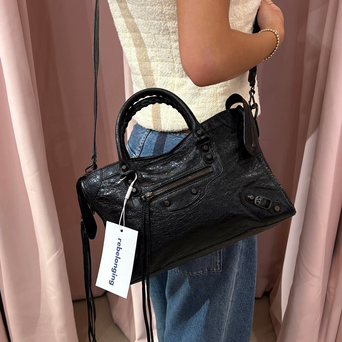 Balenciaga Black Leather City Bag Black HW