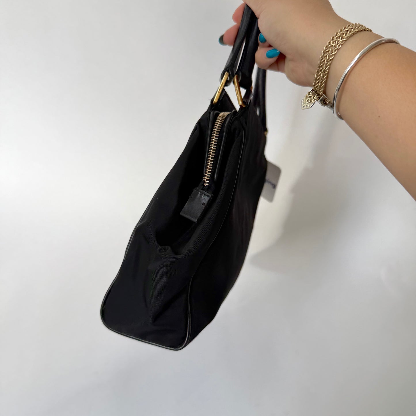 Prada Black Nylon Medium Shoulder Bag w/ Gold Hardware