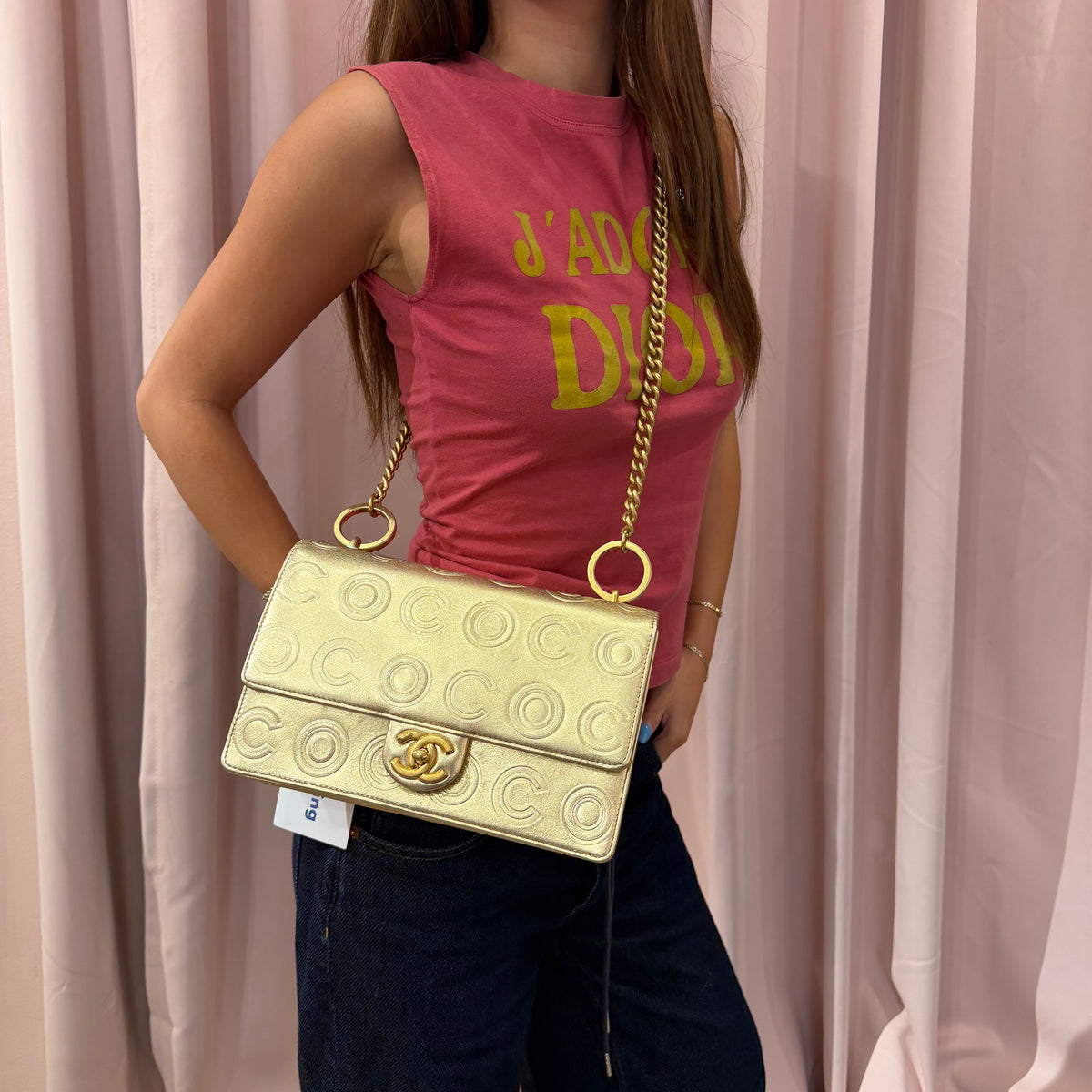 Chanel Gold Metallic Lambskin Leather COCO Monogram Flap