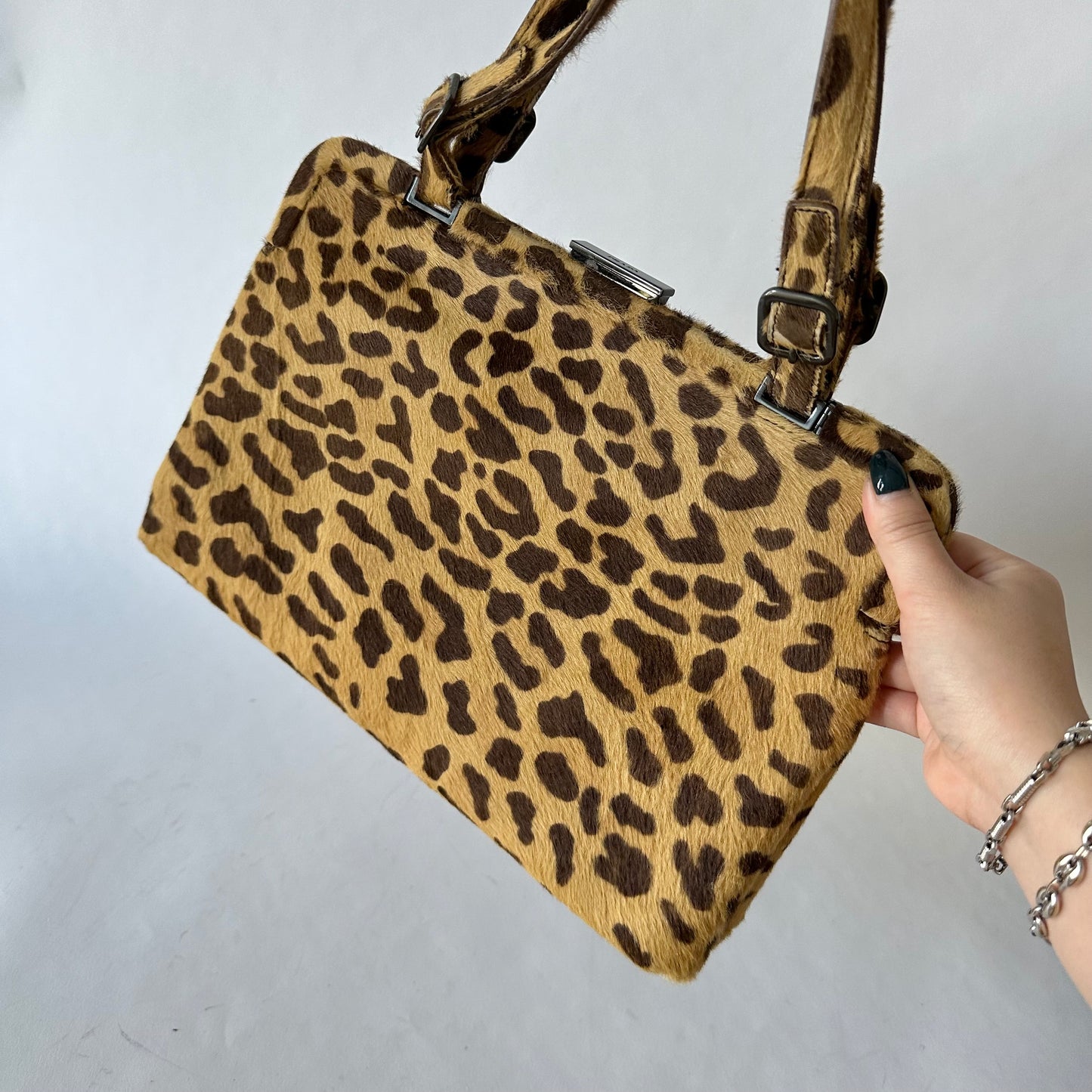 Prada Cheetah Printed Ponyhair Shoulder Bag