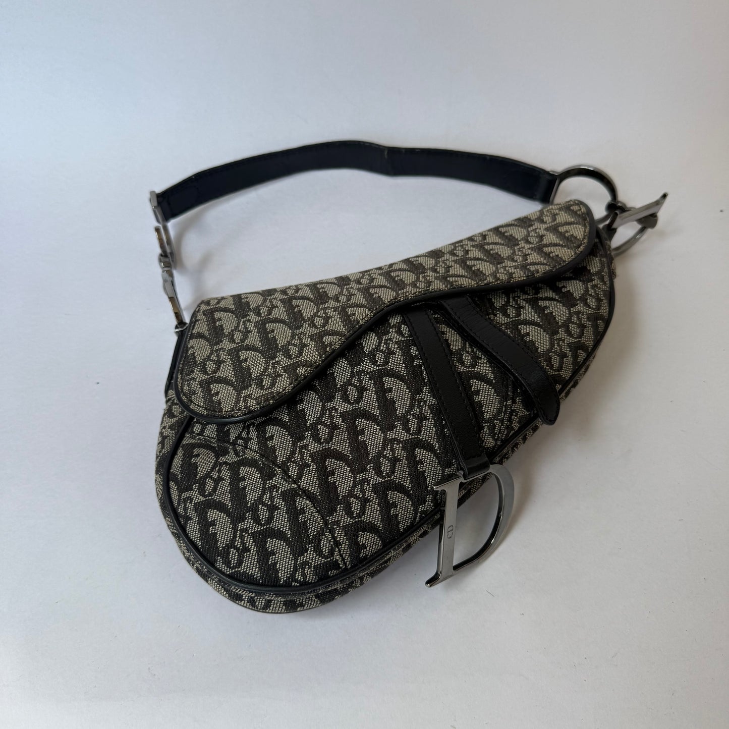 Christian Dior Black Trotter Monogram Saddle Bag