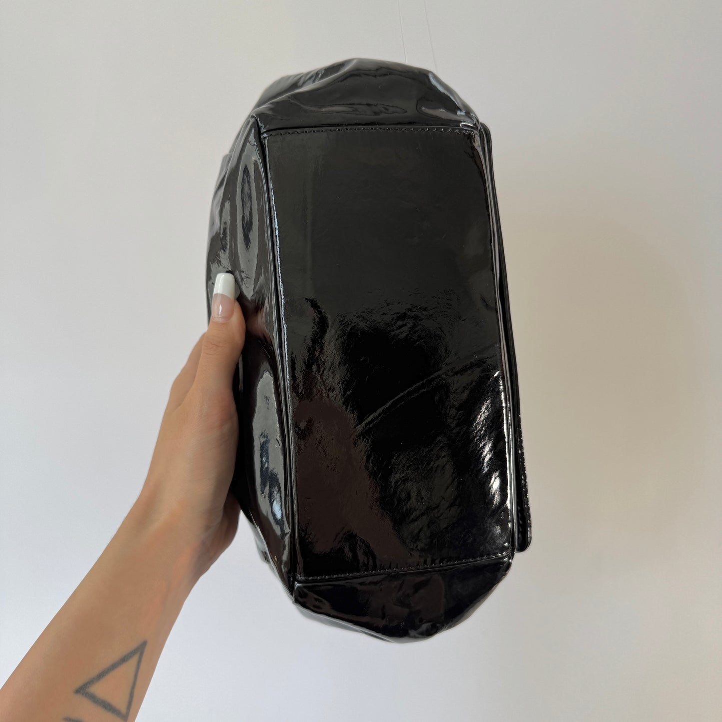 Chanel Black Patent Leather Lipstick Accordion Flap Bag