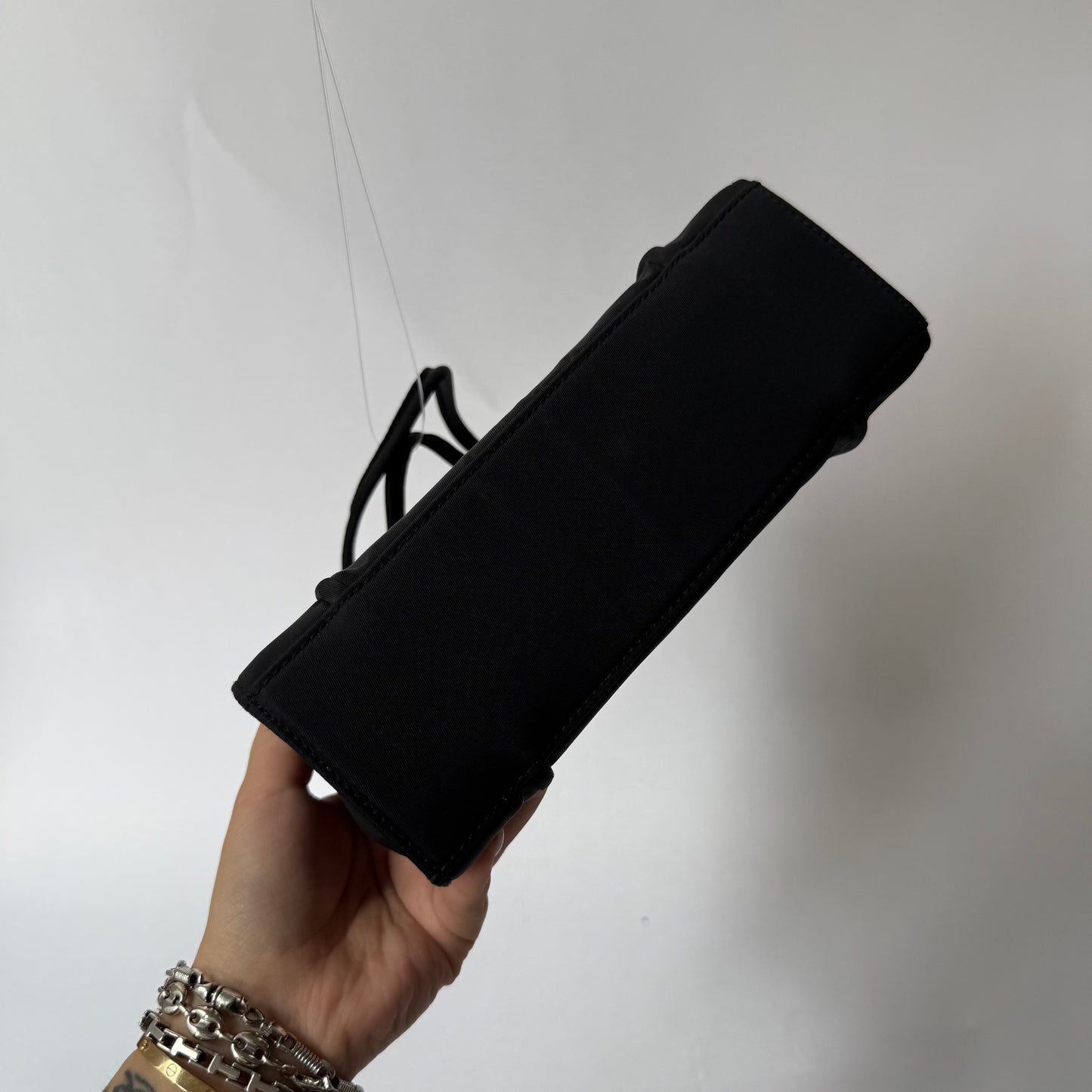 Prada Black Small Satin Tote Bag