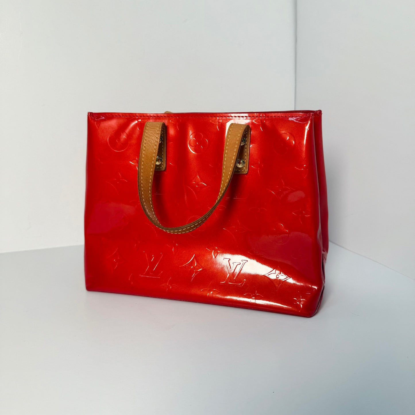 Louis Vuitton Red Vernis Patent Leather Reade PM Mini Tote Bag