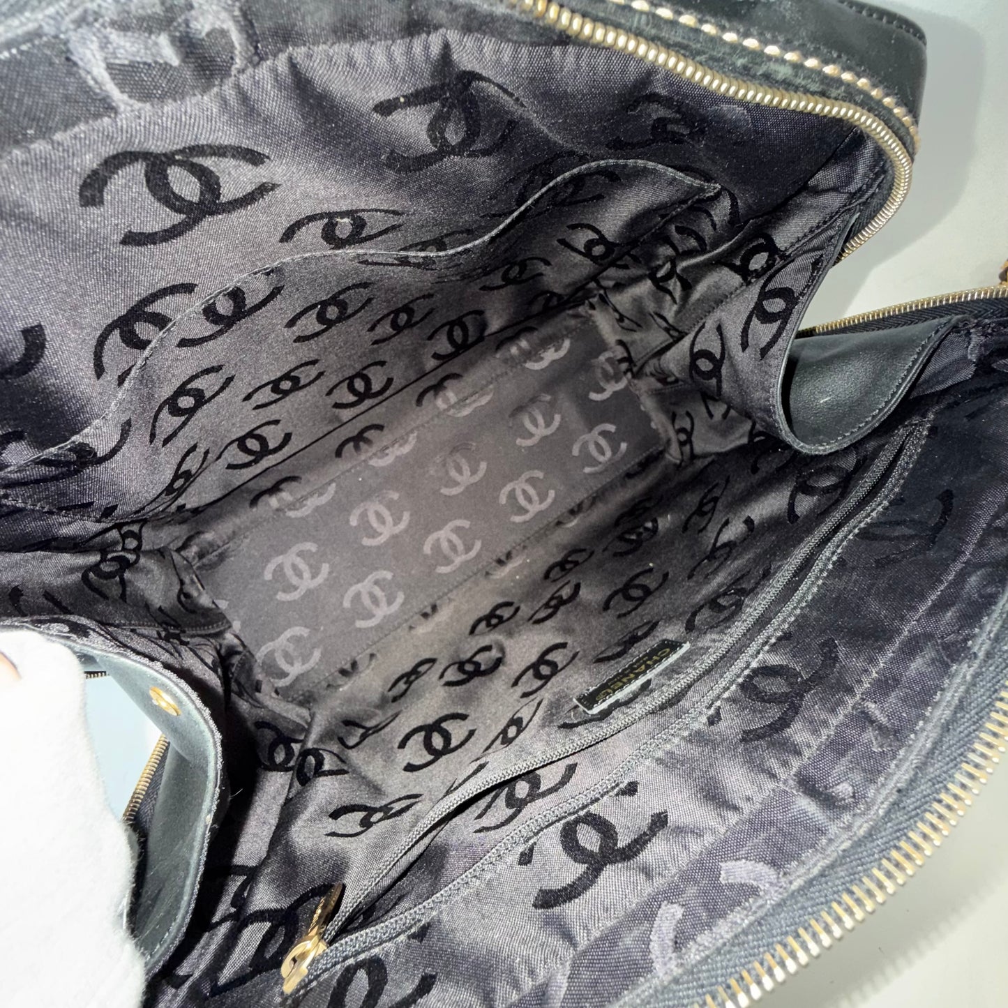 Chanel Black Wild Stitch Surpique Tote Bag