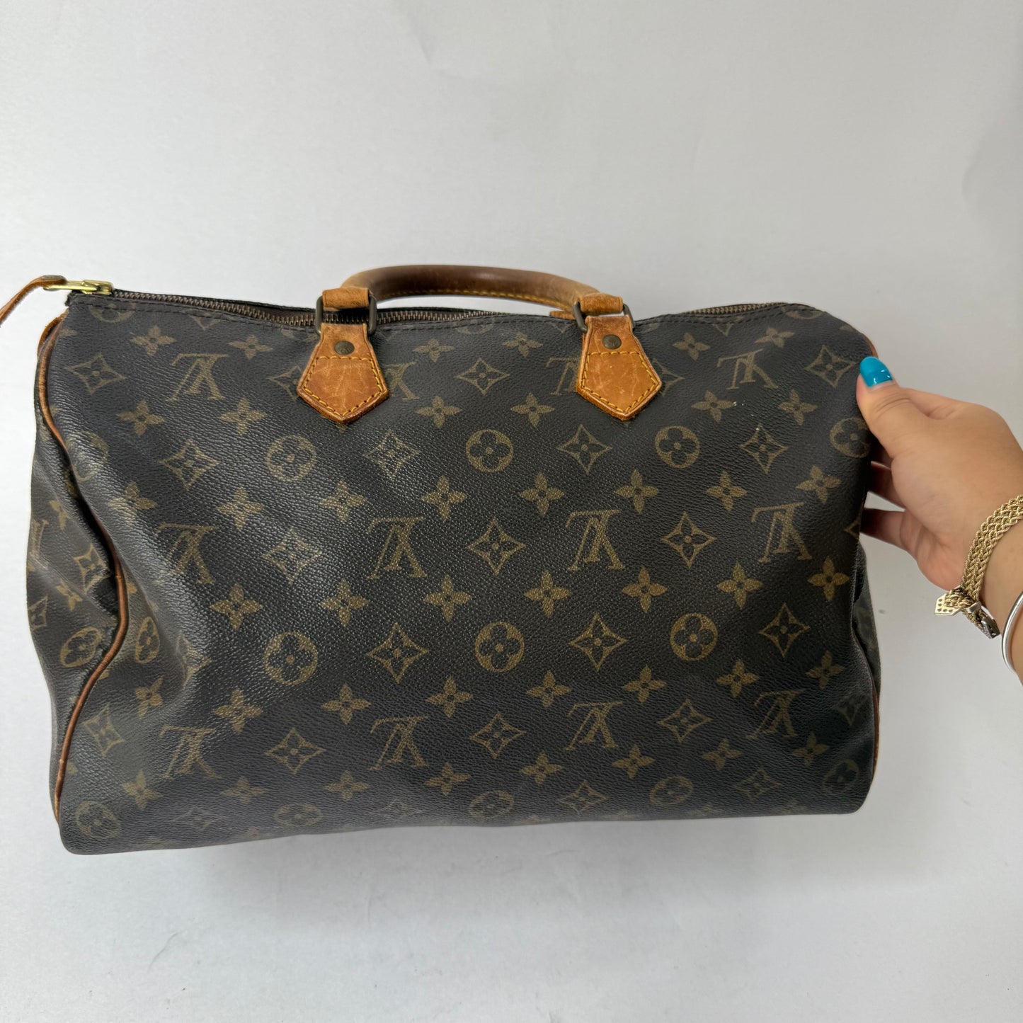Louis Vuitton Brown Monogram Speedy 35 Boston Bag