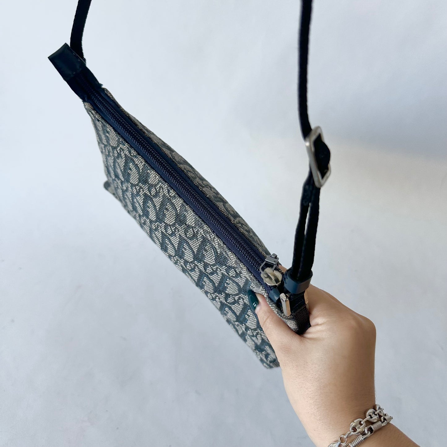 Christian Dior Navy Trotter Monogram Shoulder Bag