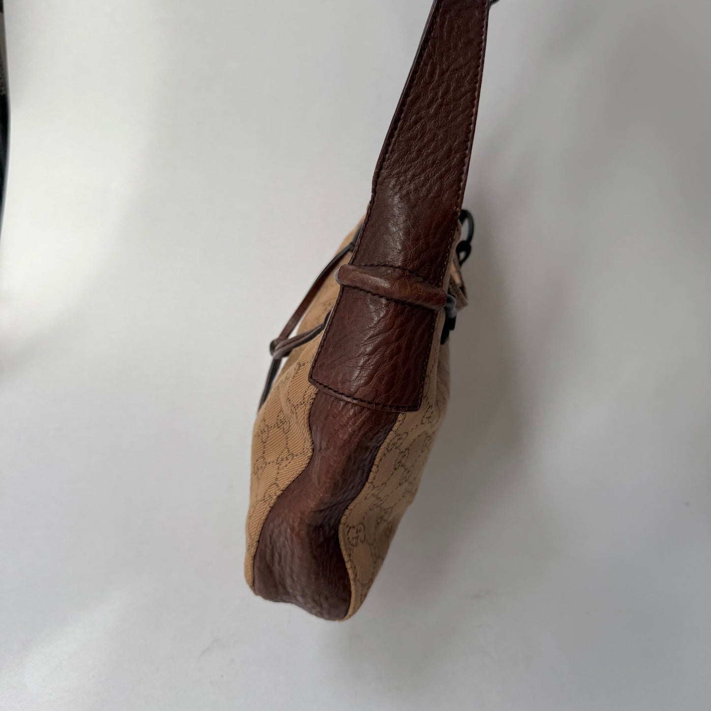 Gucci Brown Monogram Canvas Horsebit Shoulder Bag
