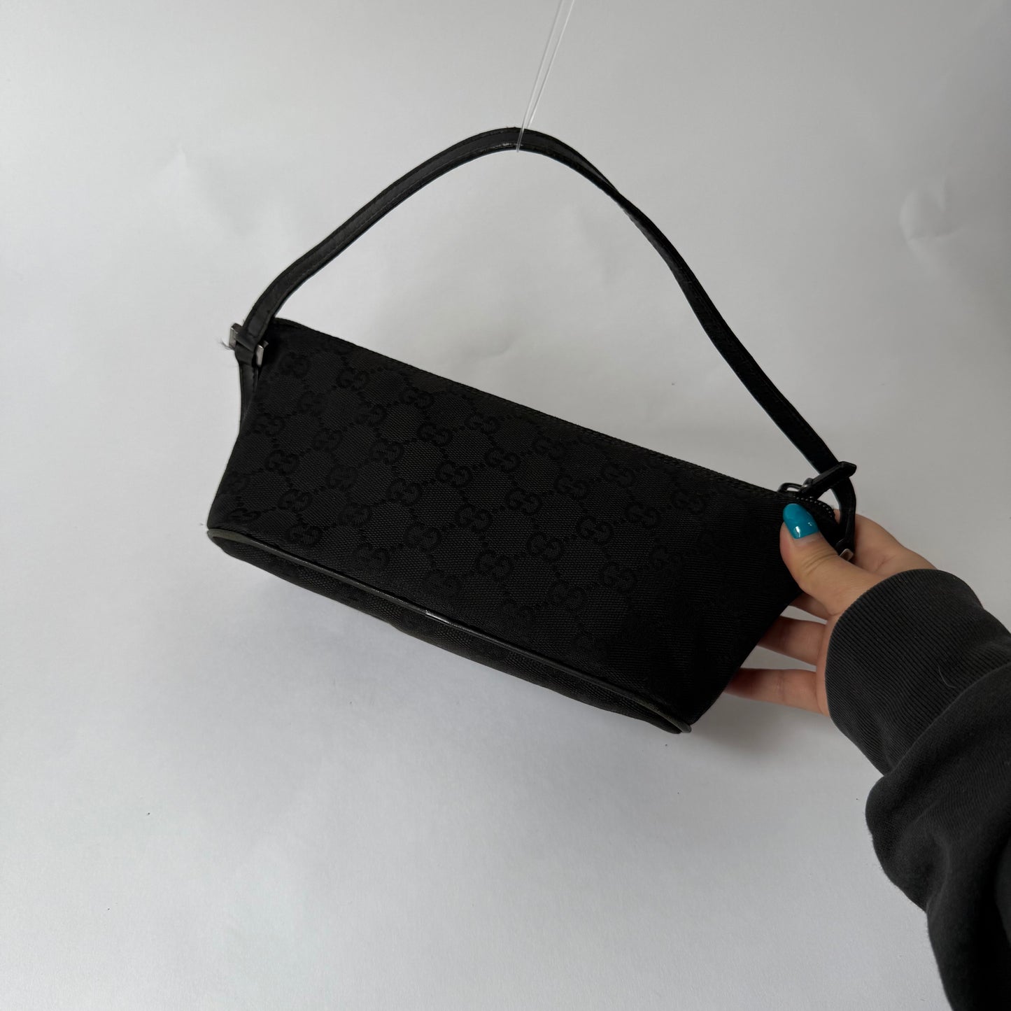 Gucci Black GG Monogram Boat Pochette Mini Bag