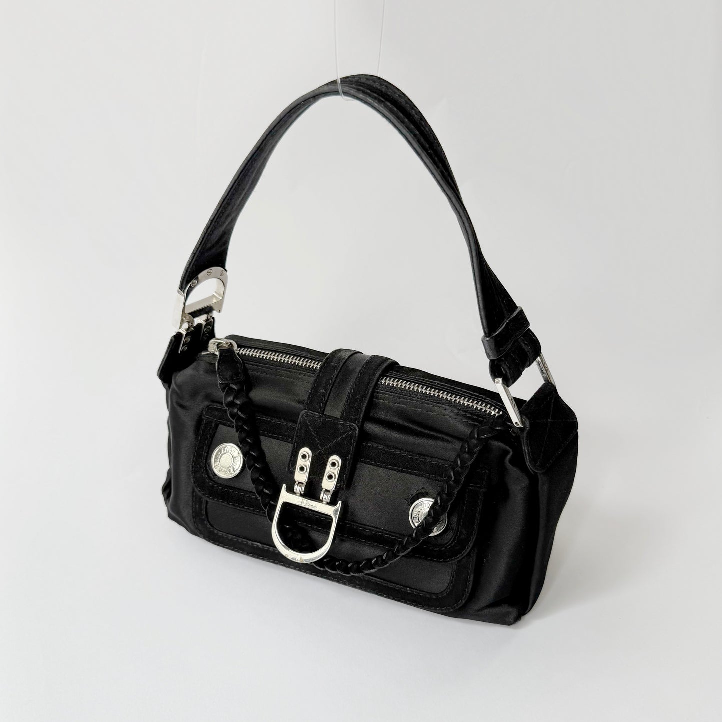 NEW Christian Dior Black Mini Satin Flight Bag