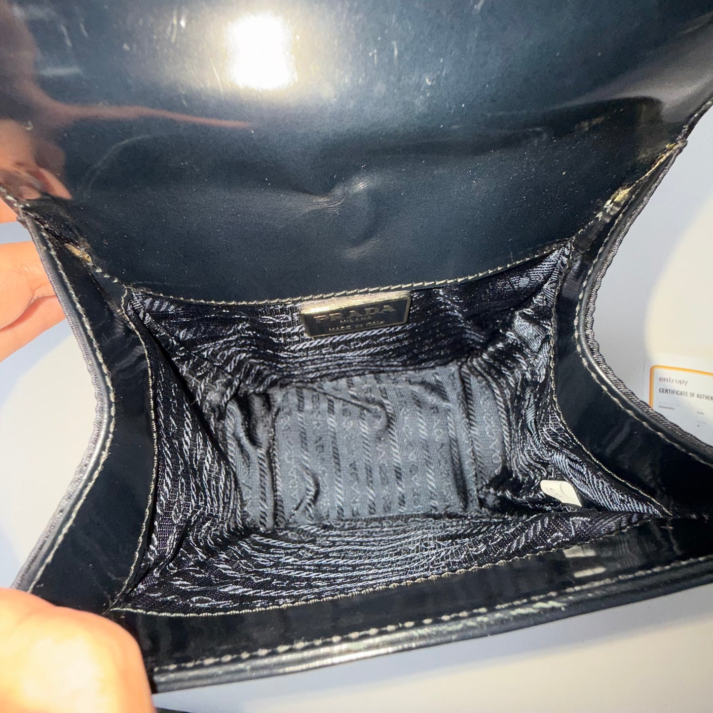 Prada Black Patent Leather Top Handle Bag