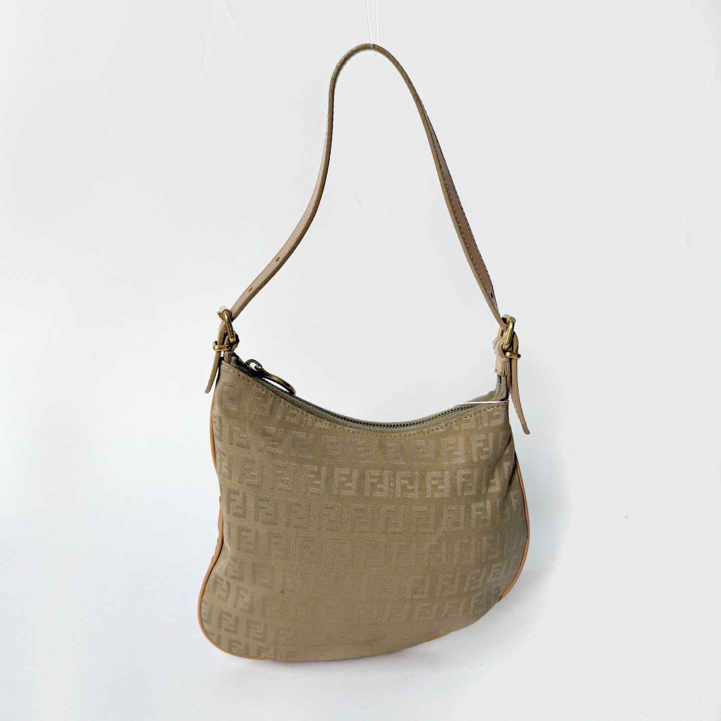 Fendi Beige Zucchino Nylon Oyster Bag