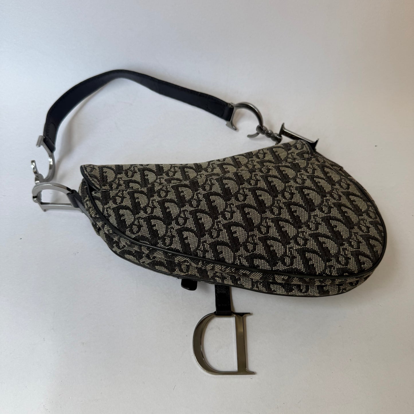 Christian Dior Black Trotter Monogram Saddle Bag