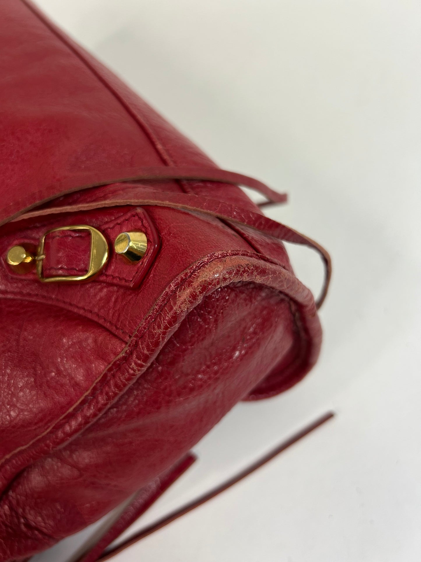 Balenciaga Red Pink Leather City Bag GHW