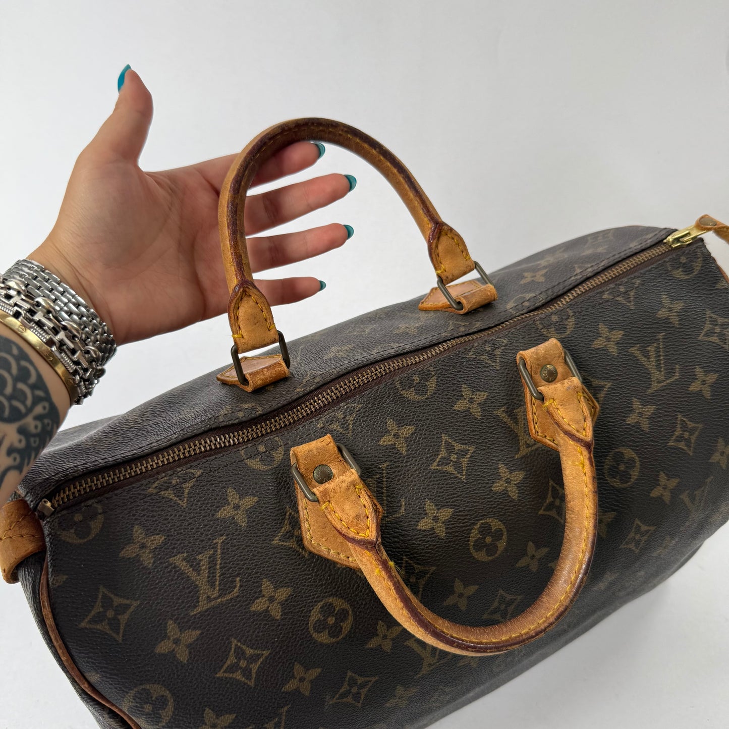 Louis Vuitton Brown Monogram Speedy 35 Boston Bag