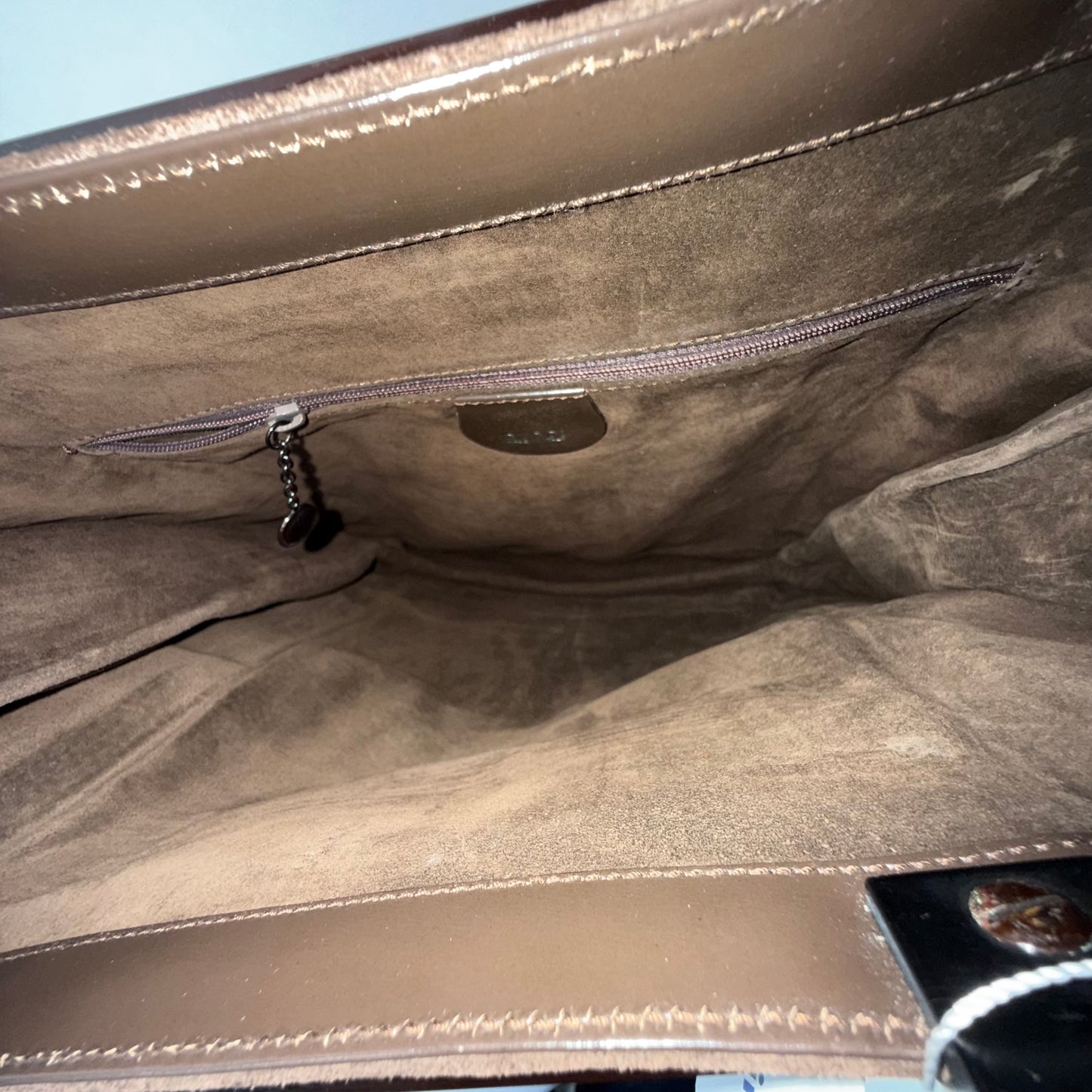 Gucci Brown Suede Top Handle Tote Bag