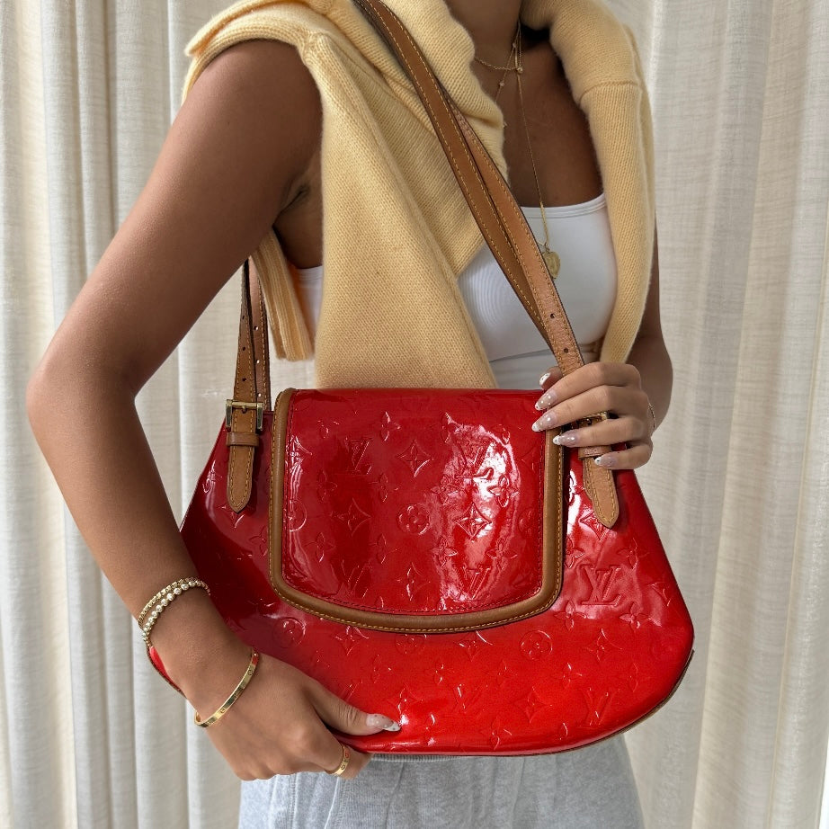 Louis Vuitton Red Vernis Biscayne Bay GM Bag Rouge