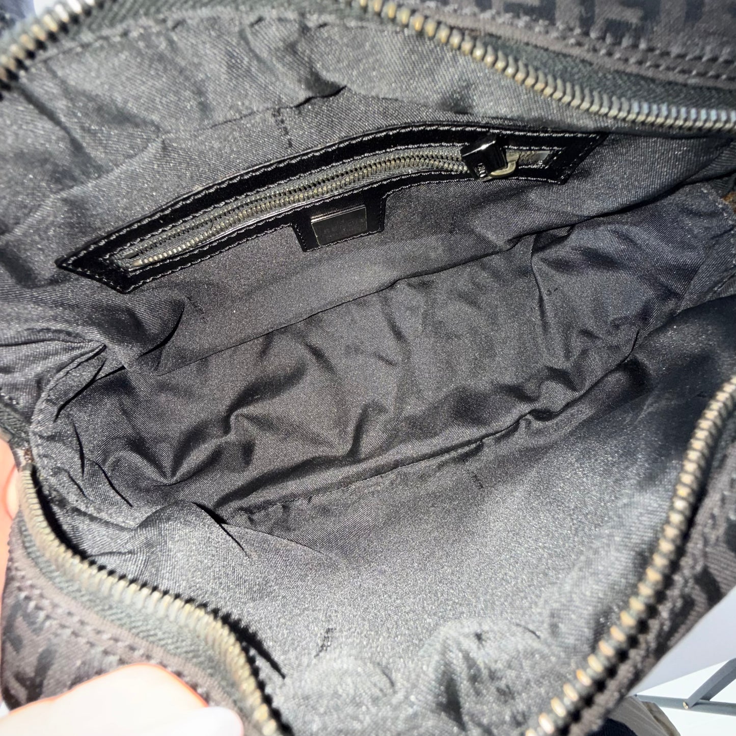 Fendi Black Zucchino Canvas Small Boston Bag