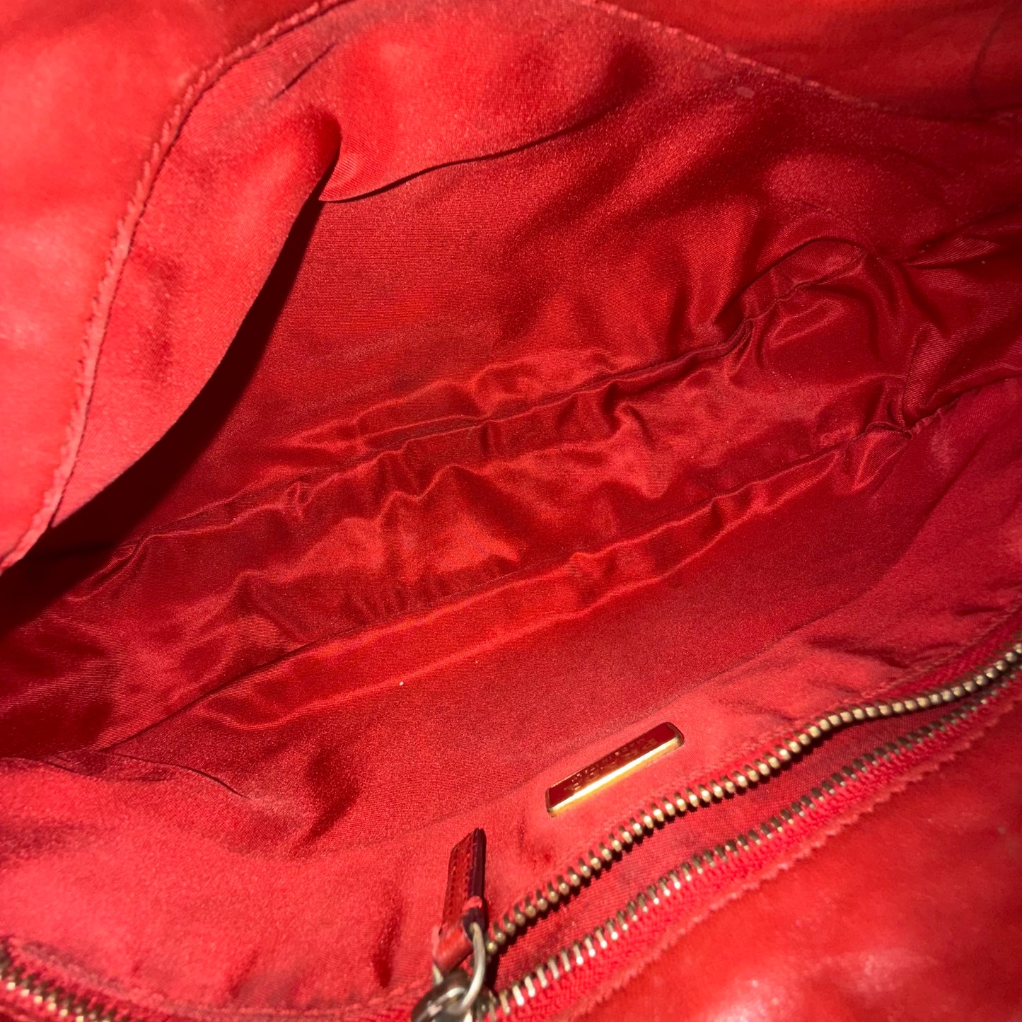 Prada Red Nylon & Gold HW Shoulder Bag