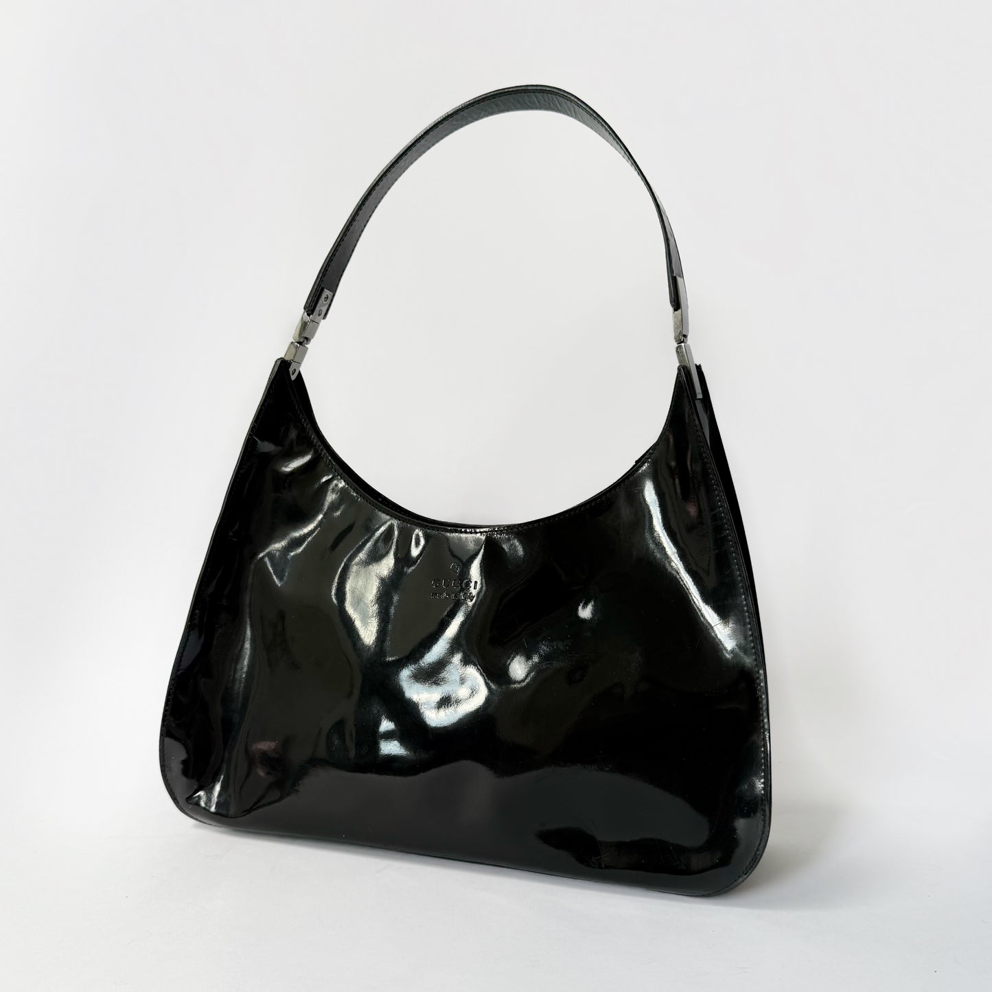 Gucci Black Patent Leather Simple Shoulder Bag