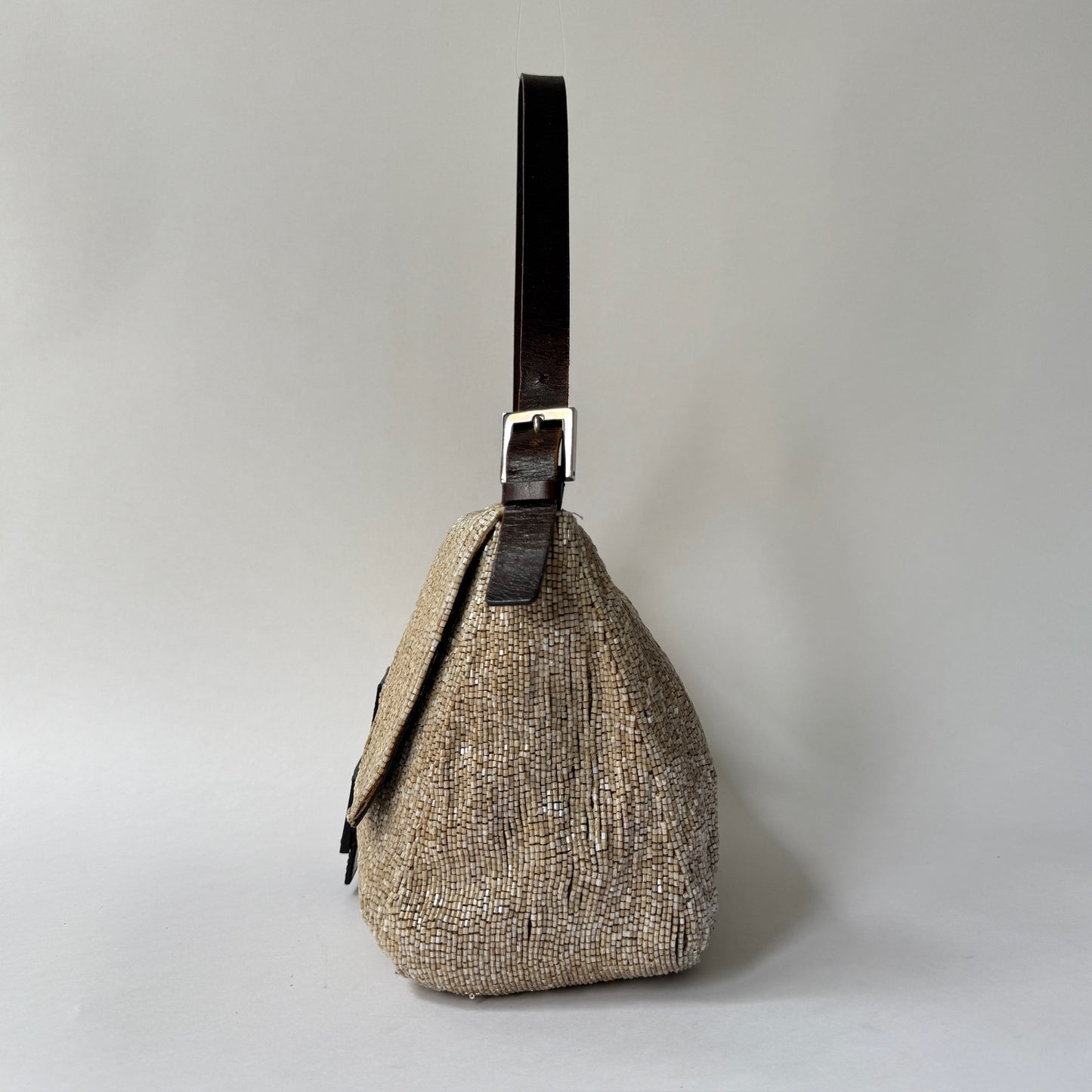 Fendi Cream Beaded Mamma Baguette Shoulder Bag