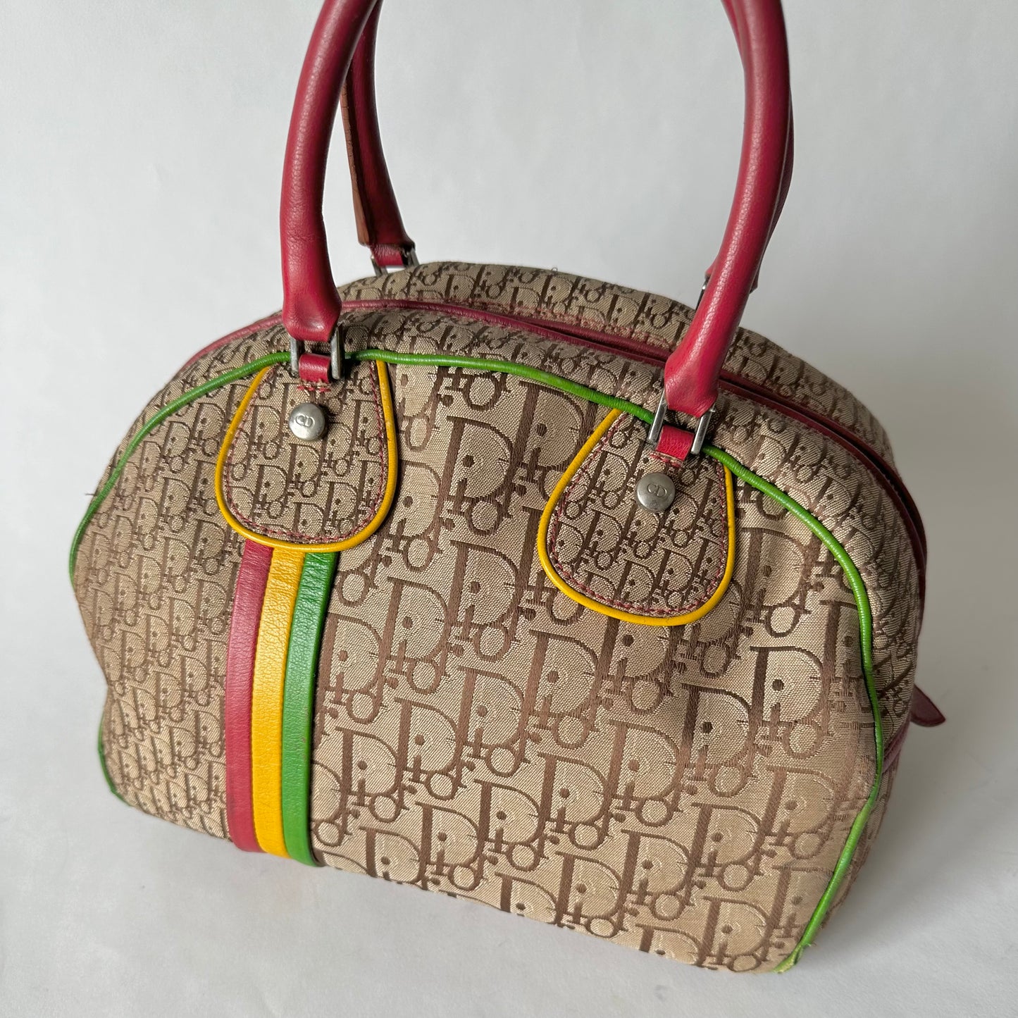 Christian Dior John Galliano Rasta Collection Monogram Trotter Bowler Bag