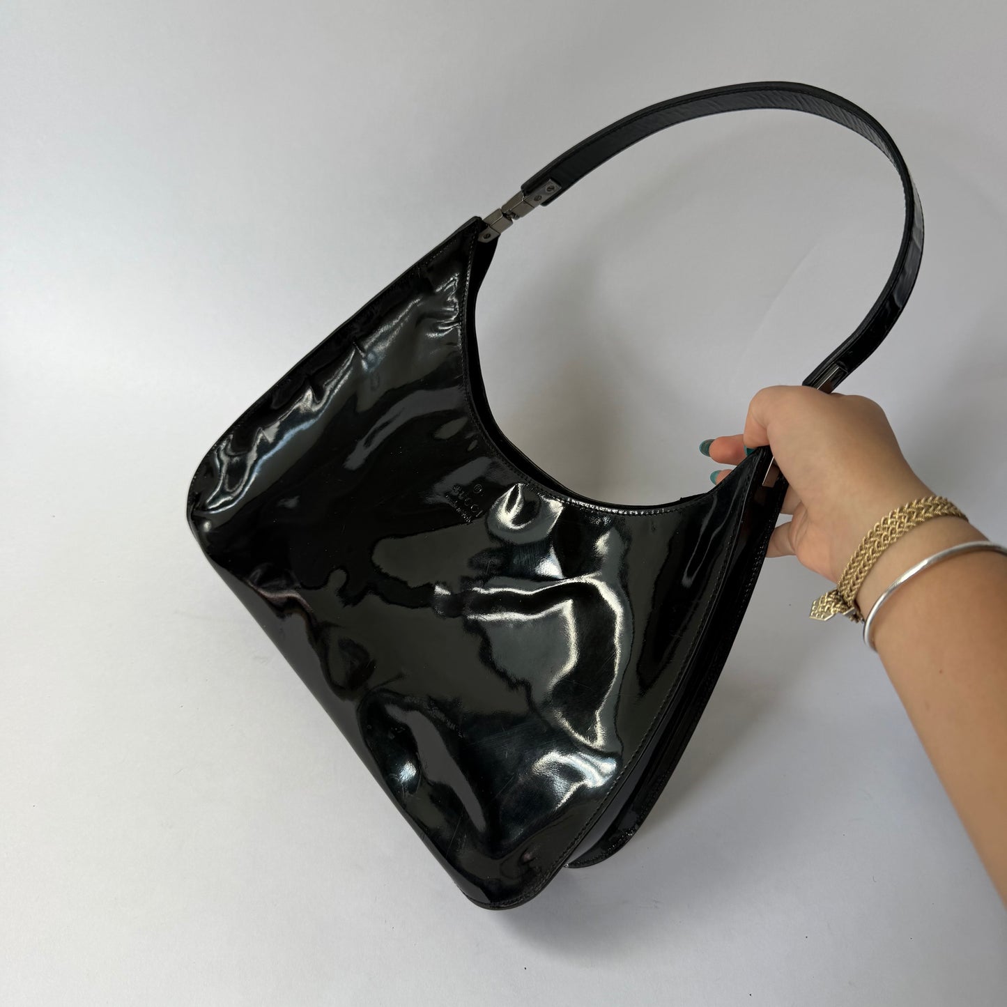 Gucci Black Patent Leather Simple Shoulder Bag