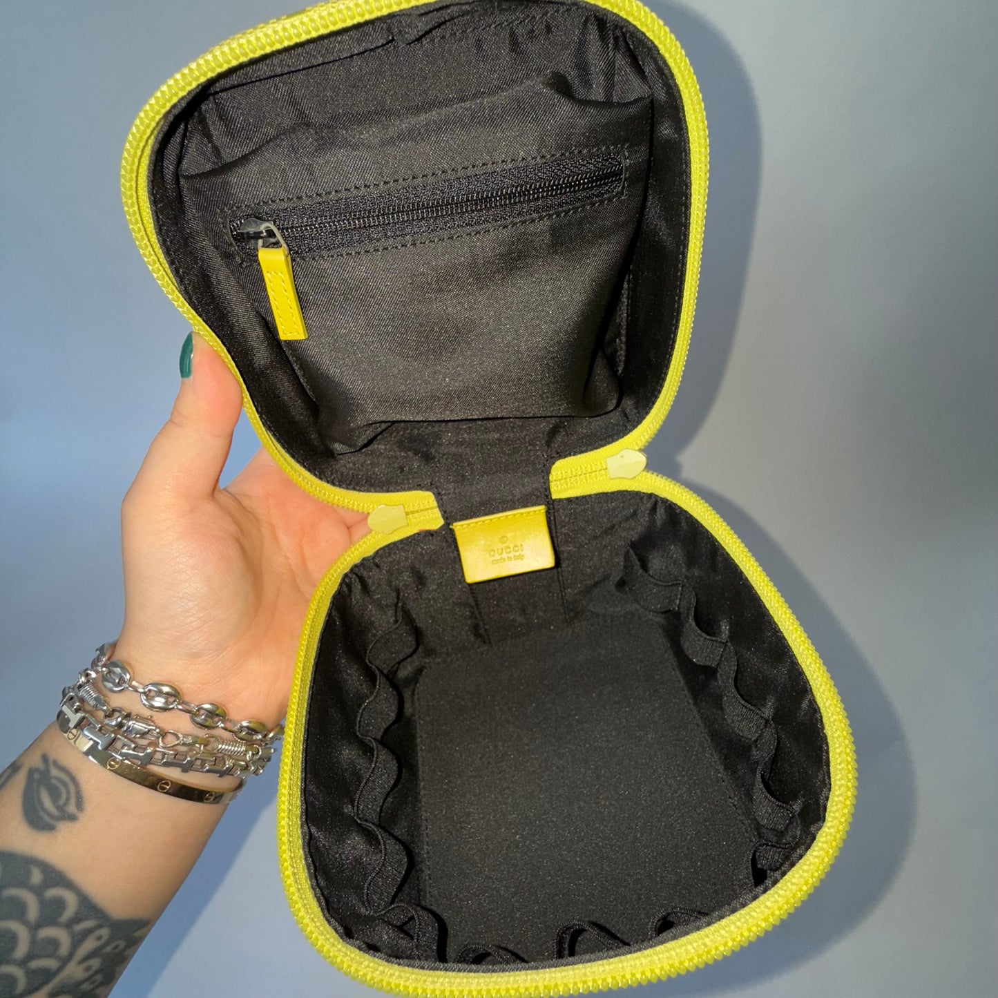Gucci Chartreuse Monogram Box Top Handle Bag