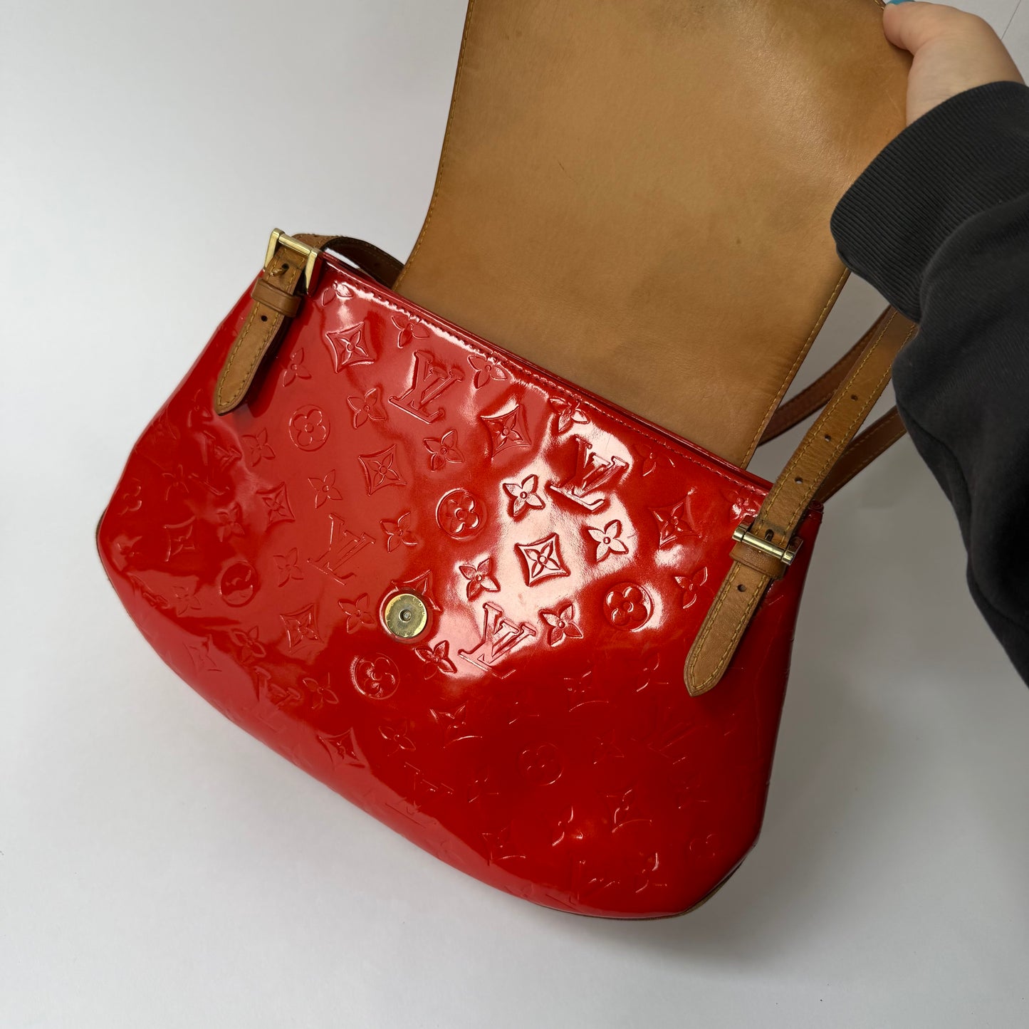 Louis Vuitton Red Vernis Biscayne Bay GM Bag Rouge