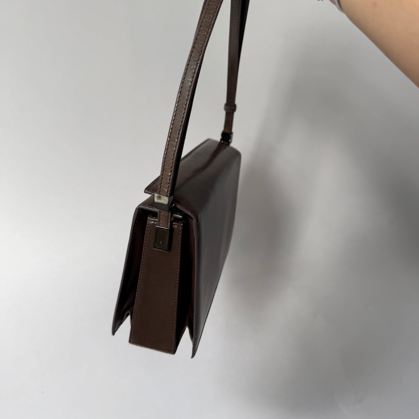 Gucci Brown Leather Pochette Bag