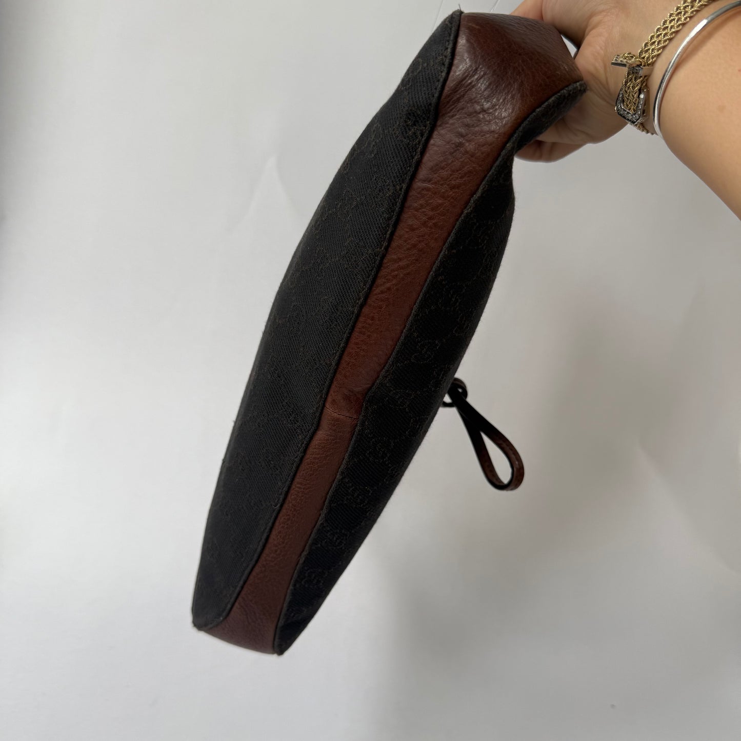 Gucci Brown Monogram Canvas Horsebit Shoulder Bag