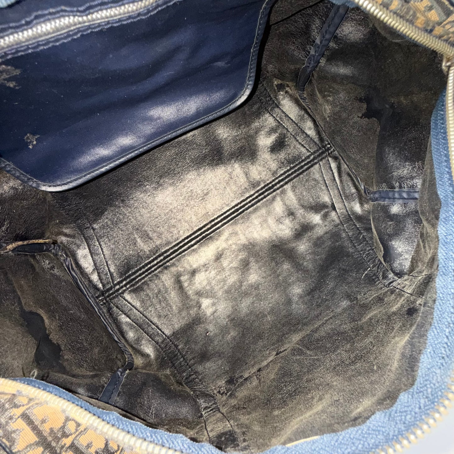 Christian Dior Navy Trotter Large Weekender Boston Bag
