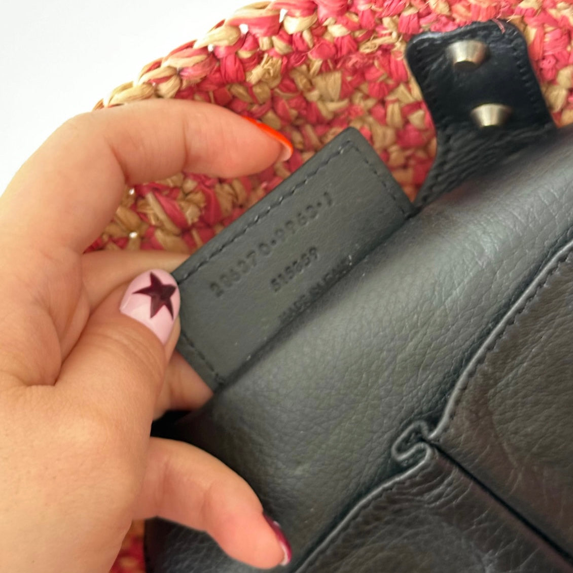 NEW Balenciaga Fuschia Rafia Pochette Chain Shoulder Bag w/ Attached Mirror