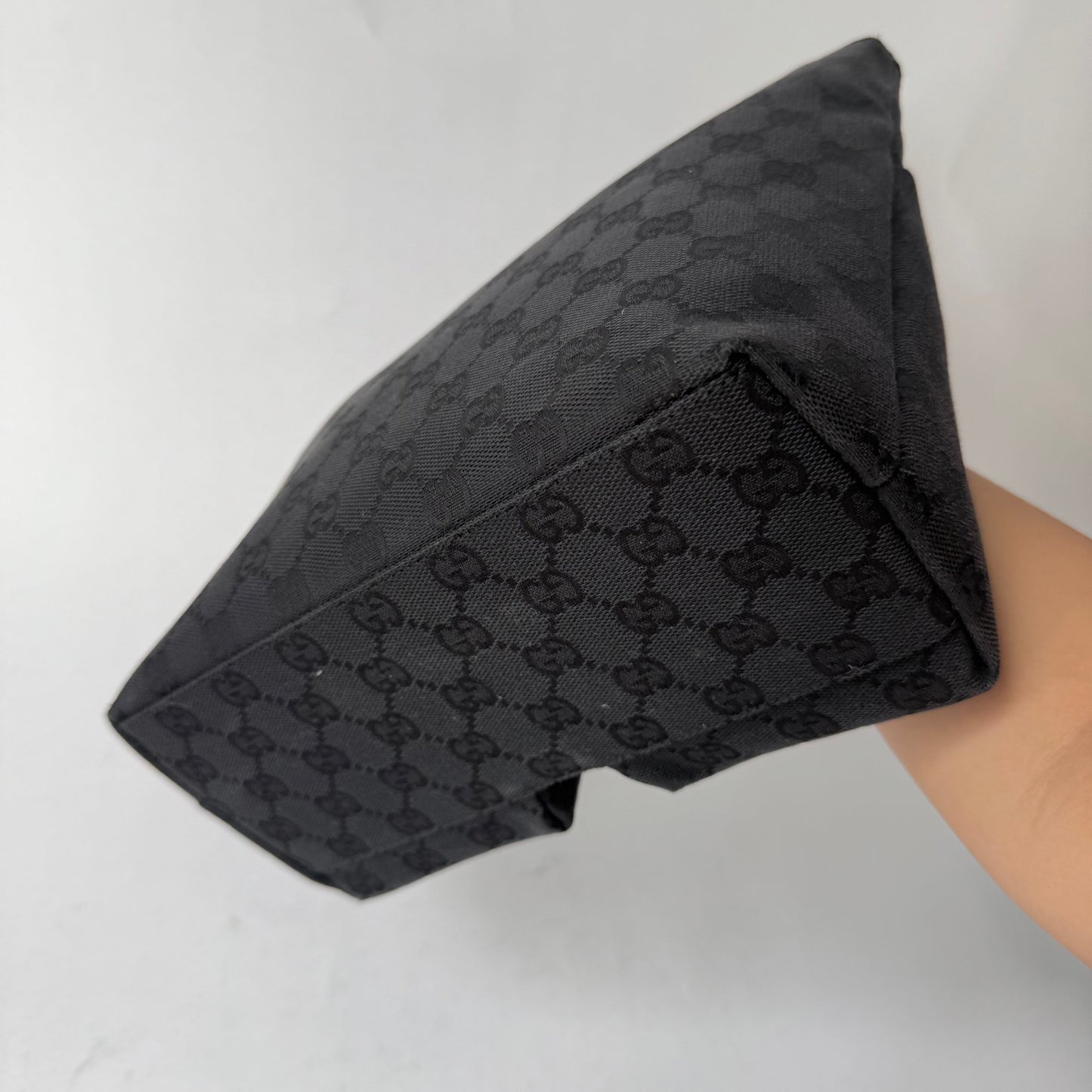 Gucci Black Monogram Double Front Pocket Tote Bag