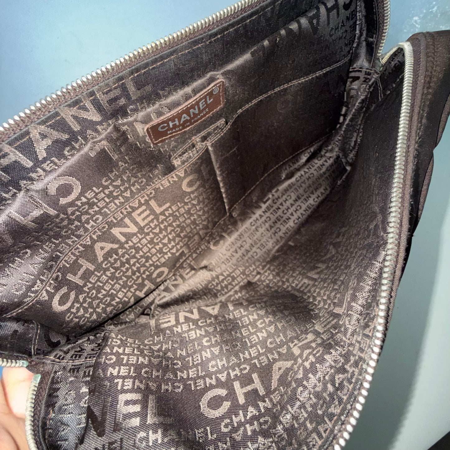 Chanel Brown Nylon Chocolate Bar Puffy Flap Bag